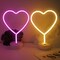 2 Pack Heart Neon Signs, Pink LED Neon Light and Warm White Battery Operated or USB Powered Decoration Lamp for Summer Home Decor